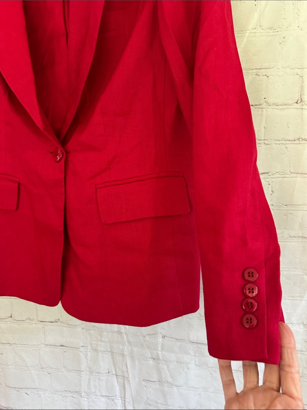Style & Co. Linen Red Lined Tailored Blazer with Pockets and Vent size 6 New - Picture 4 of 6